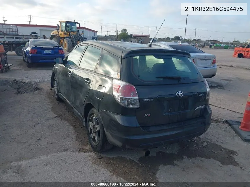 2006 Toyota Matrix Xr VIN: 2T1KR32E16C594475 Lot: 40668199