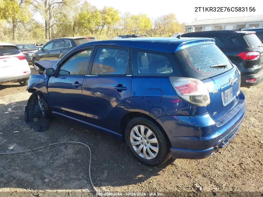 2006 Toyota Matrix Xr VIN: 2T1KR32E76C583156 Lot: 40682664