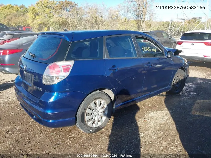 2006 Toyota Matrix Xr VIN: 2T1KR32E76C583156 Lot: 40682664