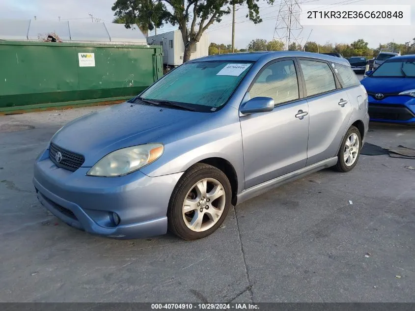 2006 Toyota Matrix Xr VIN: 2T1KR32E36C620848 Lot: 40704910