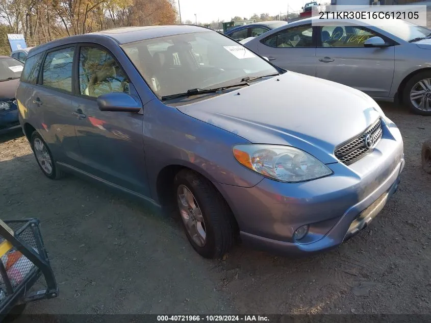 2006 Toyota Matrix Xr VIN: 2T1KR30E16C612105 Lot: 40721966