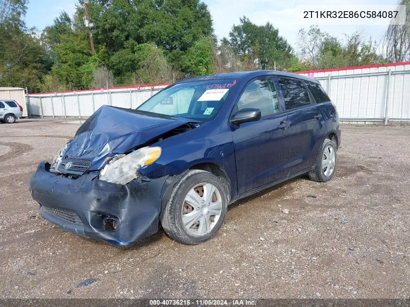 2006 Toyota Matrix VIN: 2T1KR32E86C584087 Lot: 40736215