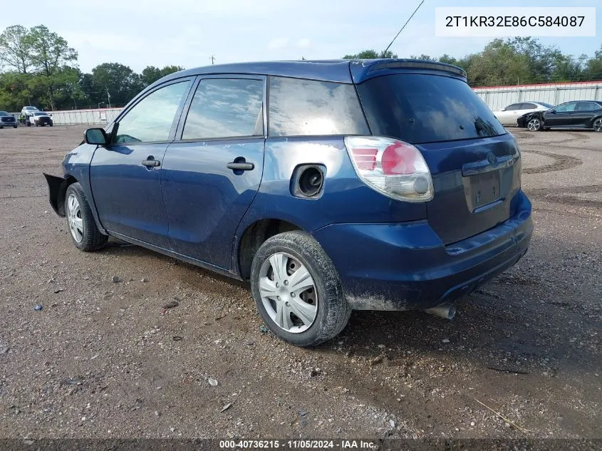 2006 Toyota Matrix VIN: 2T1KR32E86C584087 Lot: 40736215