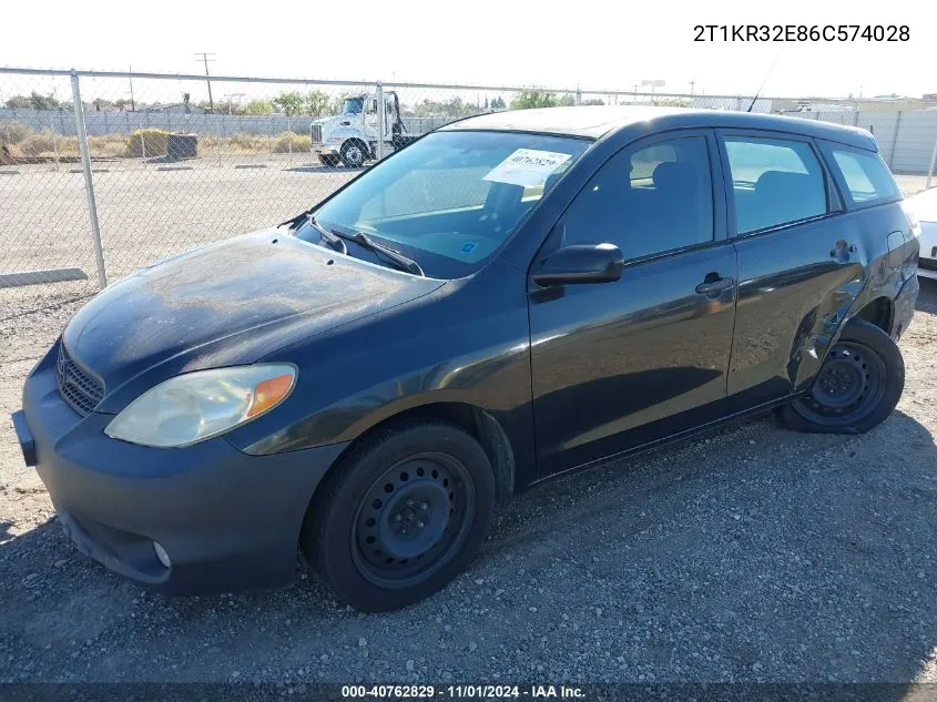 2006 Toyota Corolla Matrix Xr VIN: 2T1KR32E86C574028 Lot: 40762829