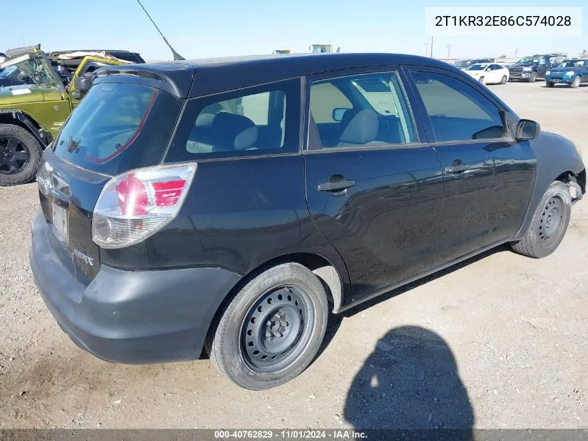 2006 Toyota Corolla Matrix Xr VIN: 2T1KR32E86C574028 Lot: 40762829