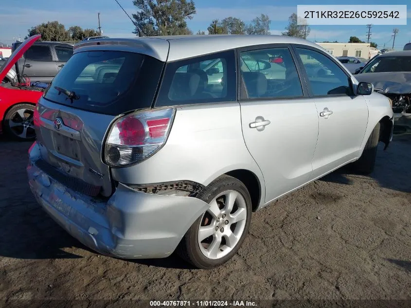 2006 Toyota Matrix Xr VIN: 2T1KR32E26C592542 Lot: 40767871