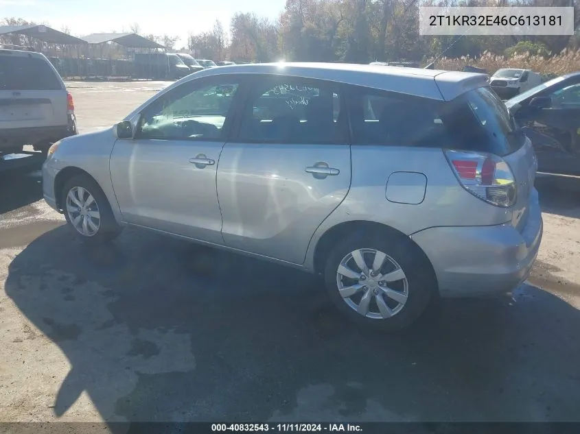 2006 Toyota Matrix Xr VIN: 2T1KR32E46C613181 Lot: 40832543