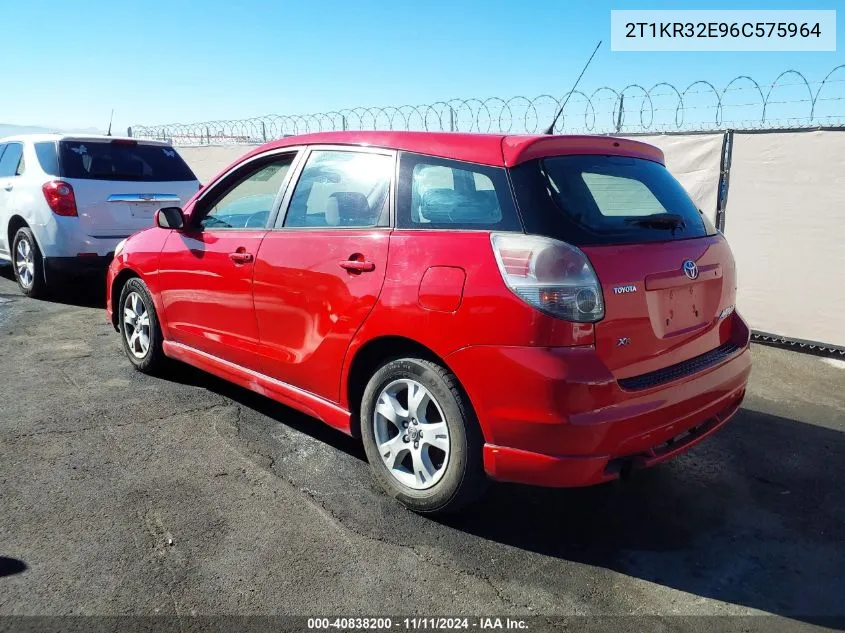 2006 Toyota Matrix Xr VIN: 2T1KR32E96C575964 Lot: 40838200