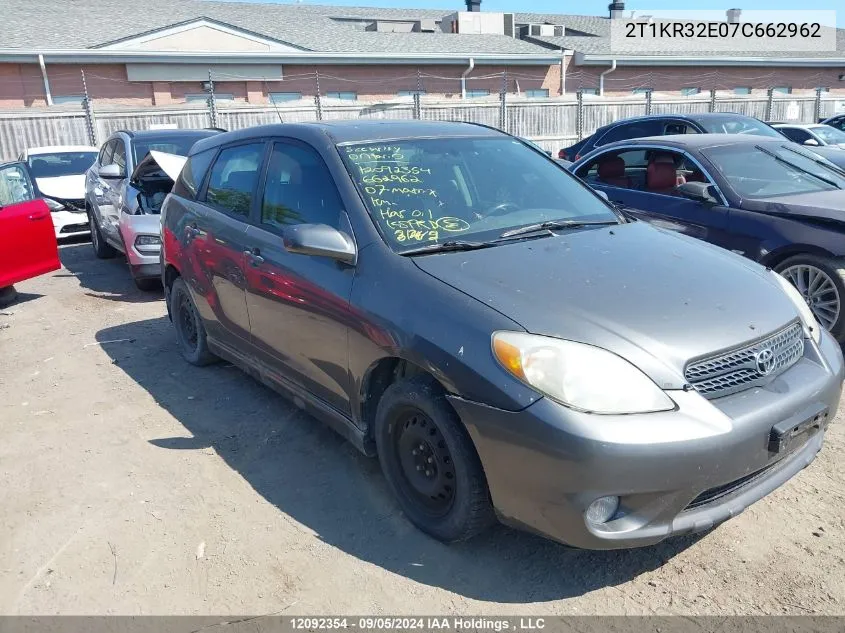 2007 Toyota Corolla Matrix Xr VIN: 2T1KR32E07C662962 Lot: 12092354