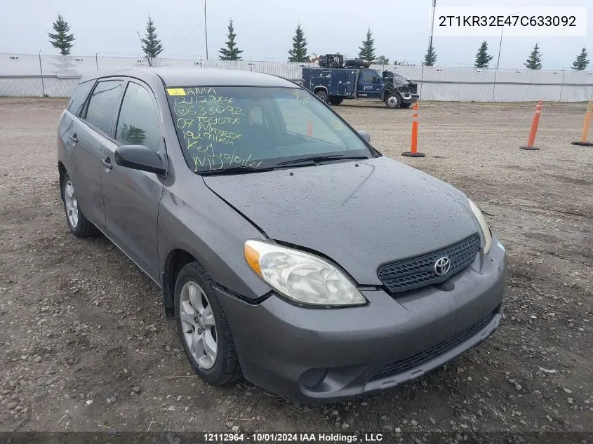 2007 Toyota Matrix Xr VIN: 2T1KR32E47C633092 Lot: 12112964