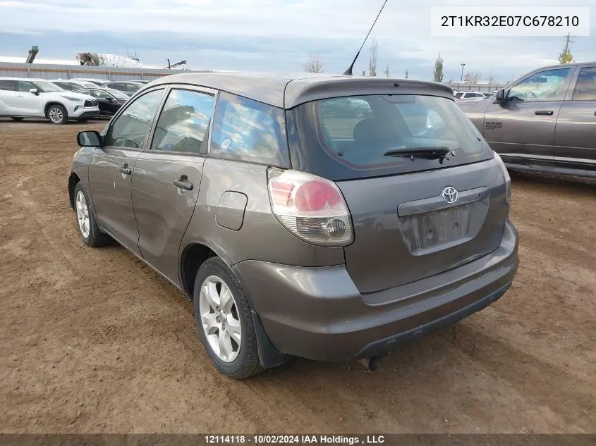 2007 Toyota Corolla Matrix Xr VIN: 2T1KR32E07C678210 Lot: 12114118