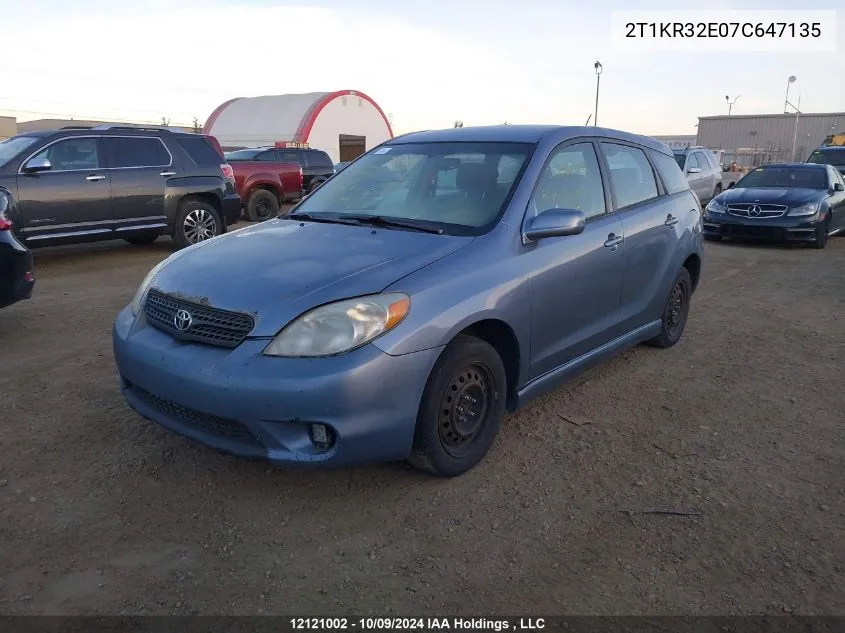 2007 Toyota Matrix Wagon VIN: 2T1KR32E07C647135 Lot: 12121002