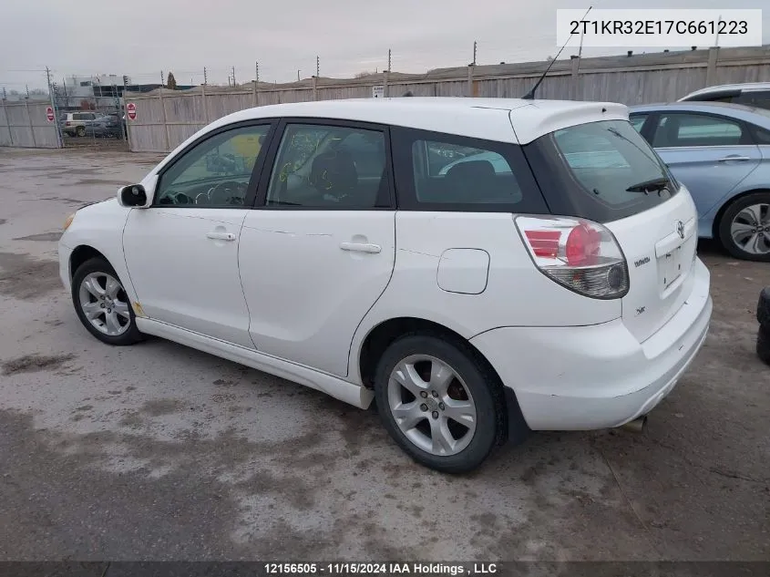 2007 Toyota Matrix VIN: 2T1KR32E17C661223 Lot: 12156505