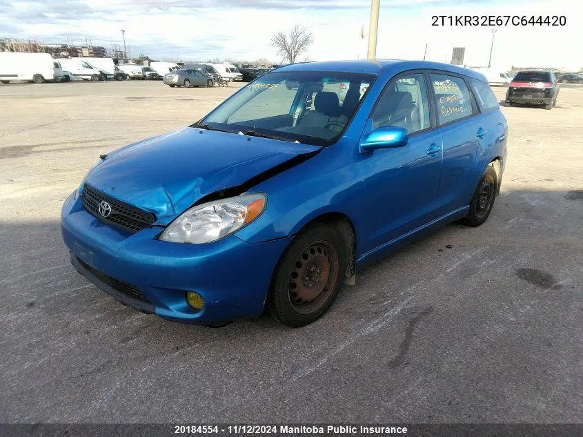 2007 Toyota Matrix Xr VIN: 2T1KR32E67C644420 Lot: 20184554