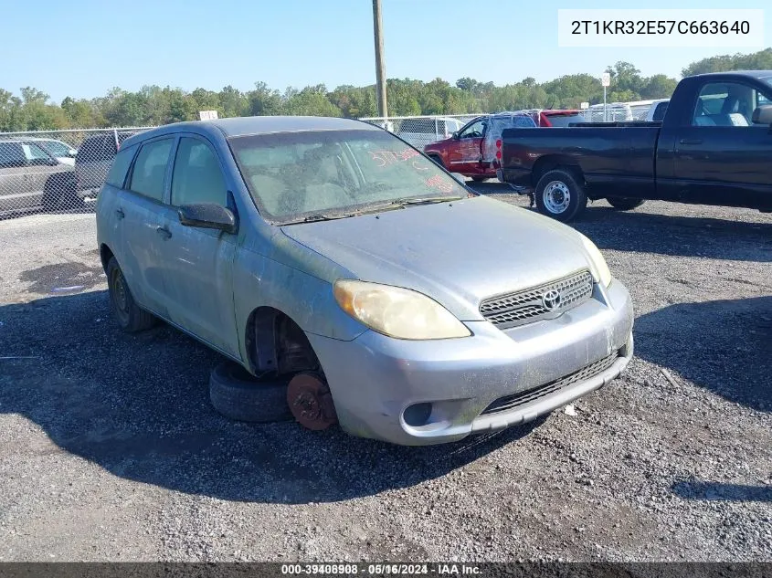 2007 Toyota Matrix VIN: 2T1KR32E57C663640 Lot: 39408908