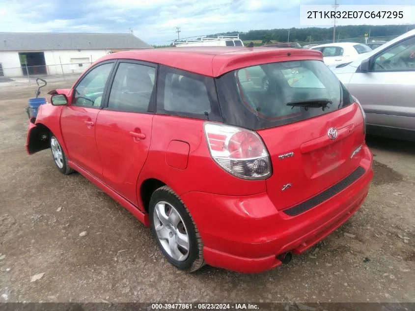 2007 Toyota Matrix Xr VIN: 2T1KR32E07C647295 Lot: 39477861