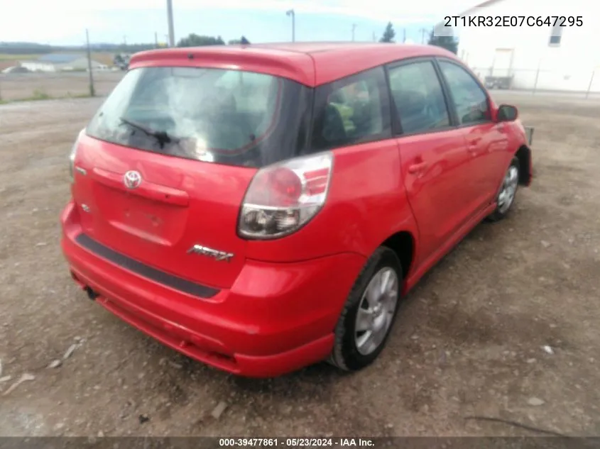 2007 Toyota Matrix Xr VIN: 2T1KR32E07C647295 Lot: 39477861