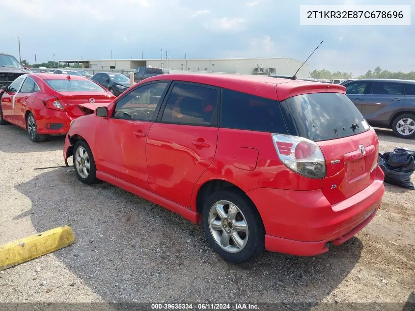 2007 Toyota Matrix Xr VIN: 2T1KR32E87C678696 Lot: 39635334