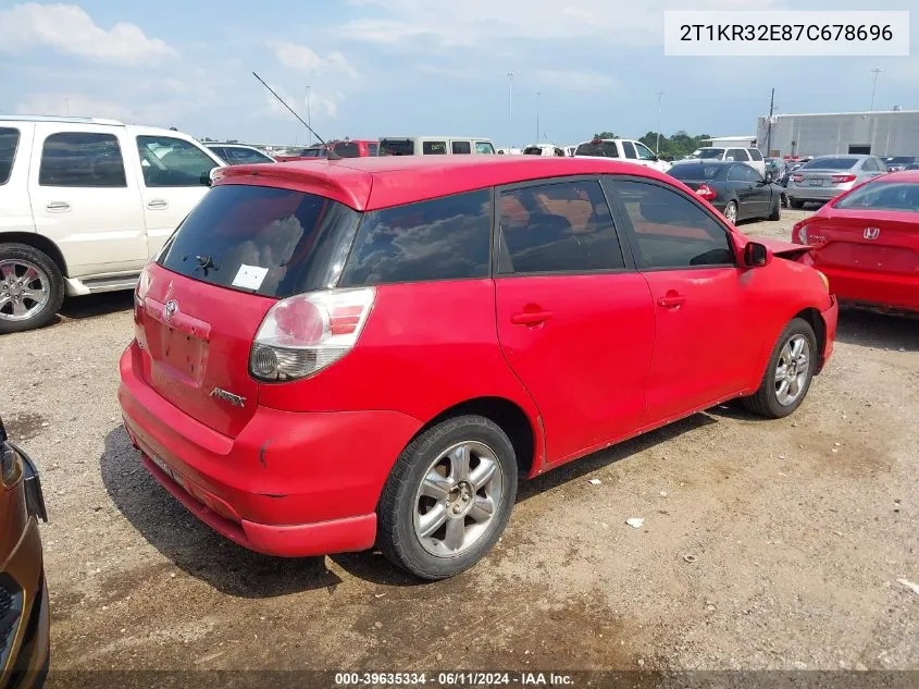 2007 Toyota Matrix Xr VIN: 2T1KR32E87C678696 Lot: 39635334