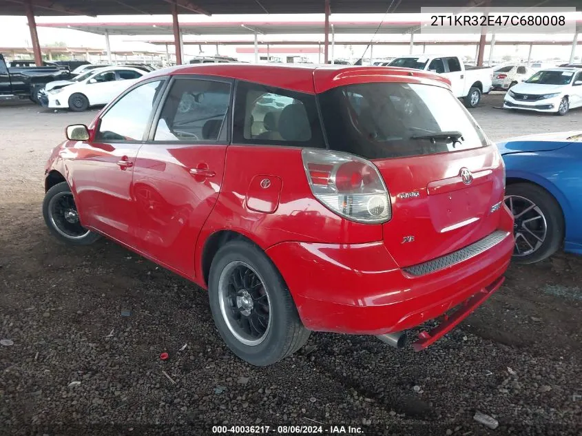 2007 Toyota Matrix Xr VIN: 2T1KR32E47C680008 Lot: 40036217