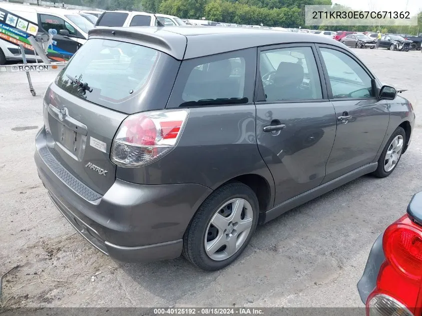 2007 Toyota Matrix Xr VIN: 2T1KR30E67C671362 Lot: 40125192