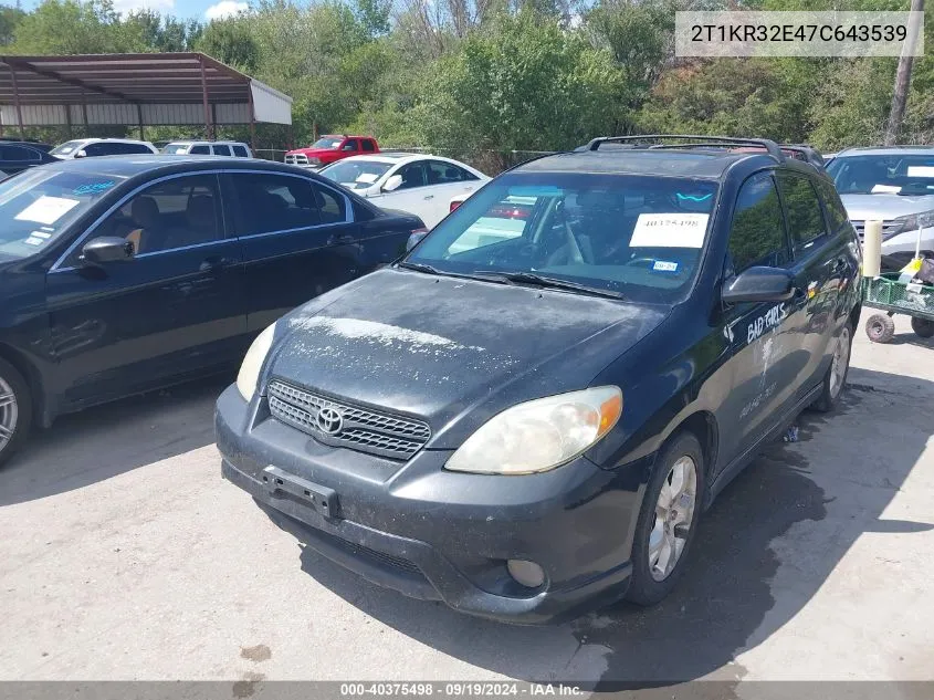 2007 Toyota Matrix Xr VIN: 2T1KR32E47C643539 Lot: 40375498