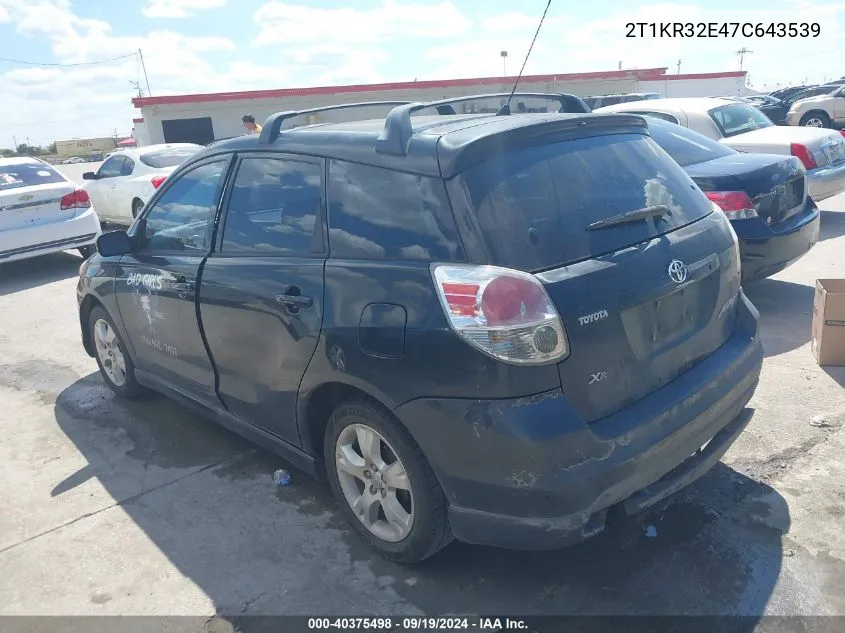 2007 Toyota Matrix Xr VIN: 2T1KR32E47C643539 Lot: 40375498