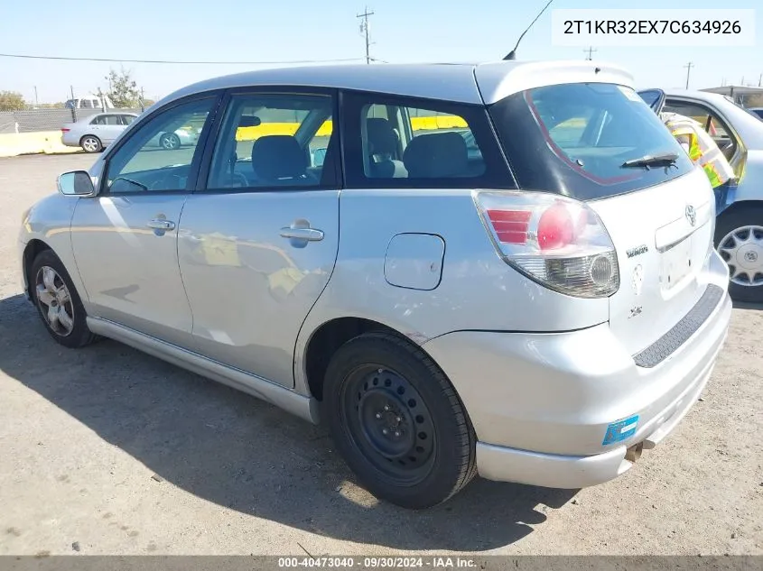 2007 Toyota Matrix Xr VIN: 2T1KR32EX7C634926 Lot: 40473040