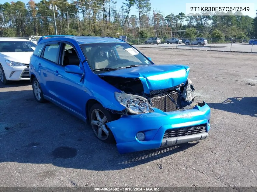 2007 Toyota Matrix Xr VIN: 2T1KR30E57C647649 Lot: 40624602