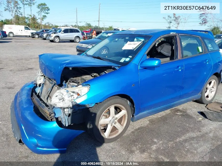 2007 Toyota Matrix Xr VIN: 2T1KR30E57C647649 Lot: 40624602