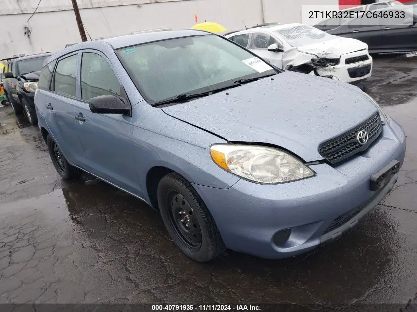 2007 Toyota Matrix Xr VIN: 2T1KR32E17C646933 Lot: 40791935