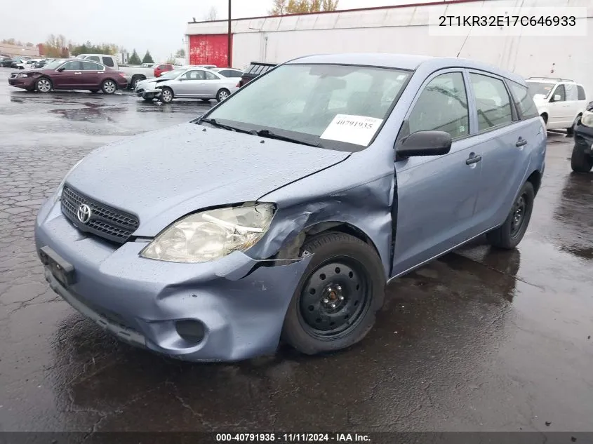 2007 Toyota Matrix Xr VIN: 2T1KR32E17C646933 Lot: 40791935