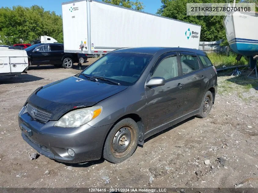 2008 Toyota Corolla Matrix Xr VIN: 2T1KR32E78C704108 Lot: 12076415