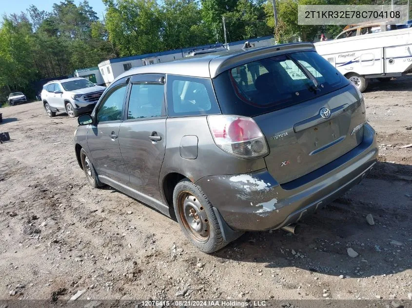 2008 Toyota Corolla Matrix Xr VIN: 2T1KR32E78C704108 Lot: 12076415