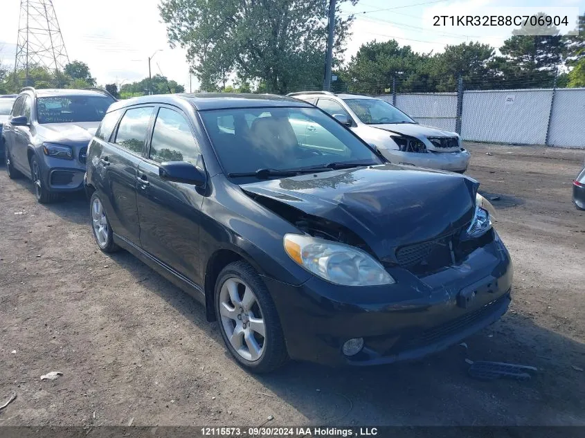 2008 Toyota Corolla Matrix Xr VIN: 2T1KR32E88C706904 Lot: 12115573