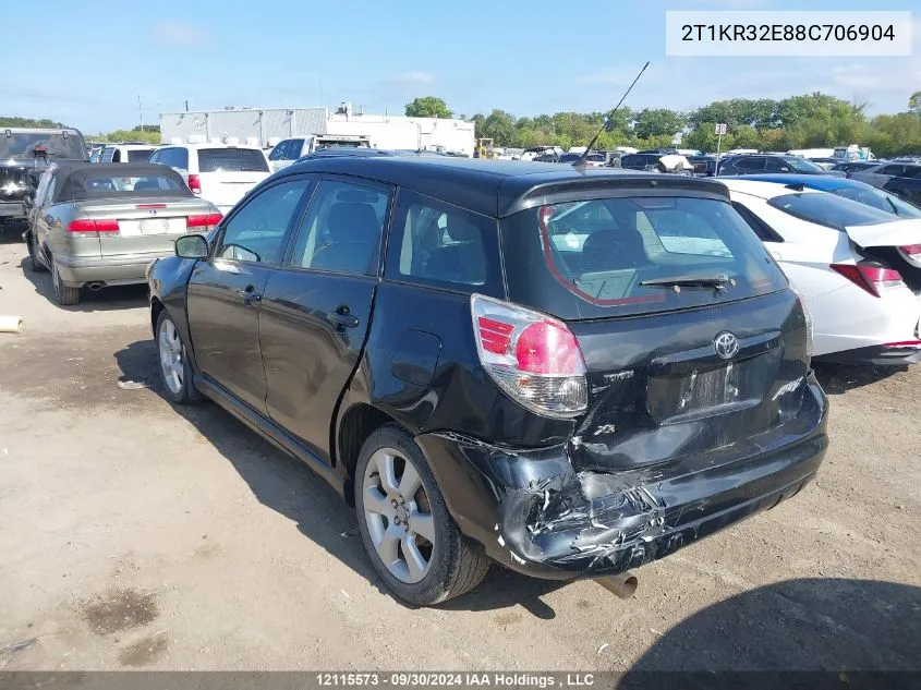 2008 Toyota Corolla Matrix Xr VIN: 2T1KR32E88C706904 Lot: 12115573