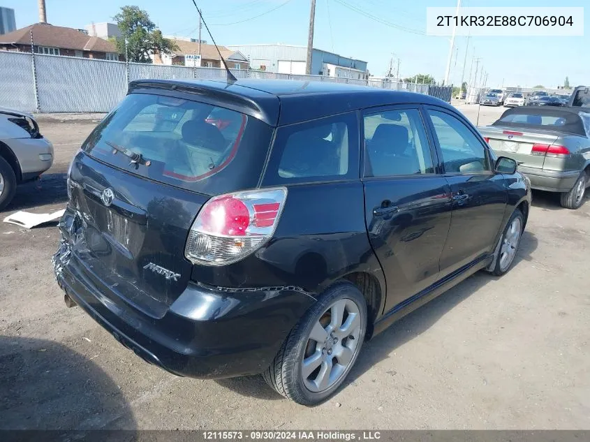 2008 Toyota Corolla Matrix Xr VIN: 2T1KR32E88C706904 Lot: 12115573