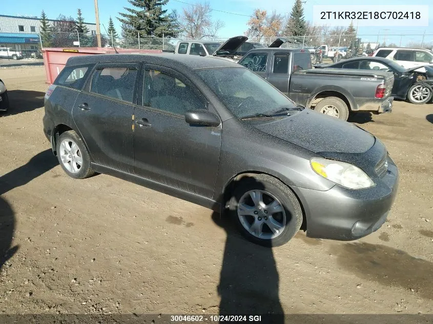 2008 Toyota Corolla Matrix Xr VIN: 2T1KR32E18C702418 Lot: 30046602