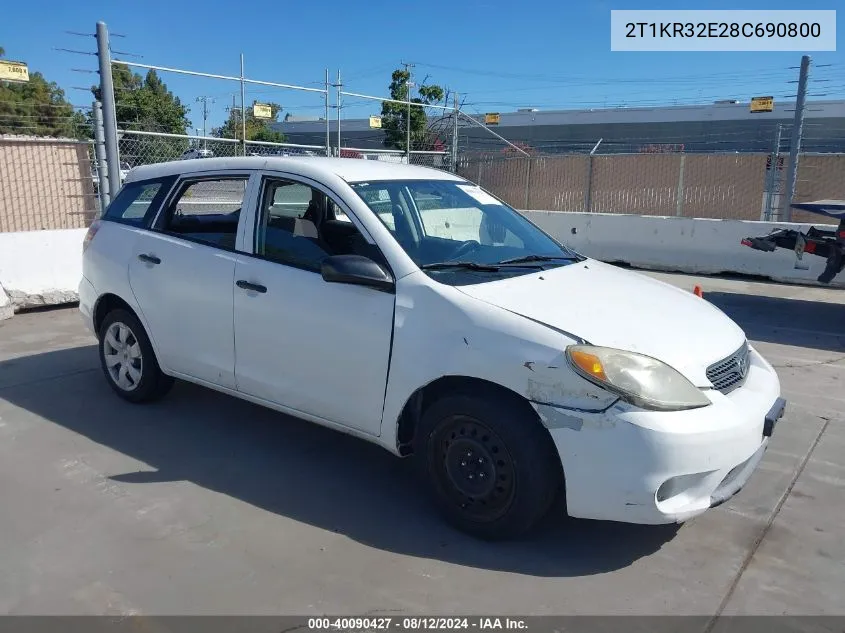 2008 Toyota Matrix VIN: 2T1KR32E28C690800 Lot: 40090427