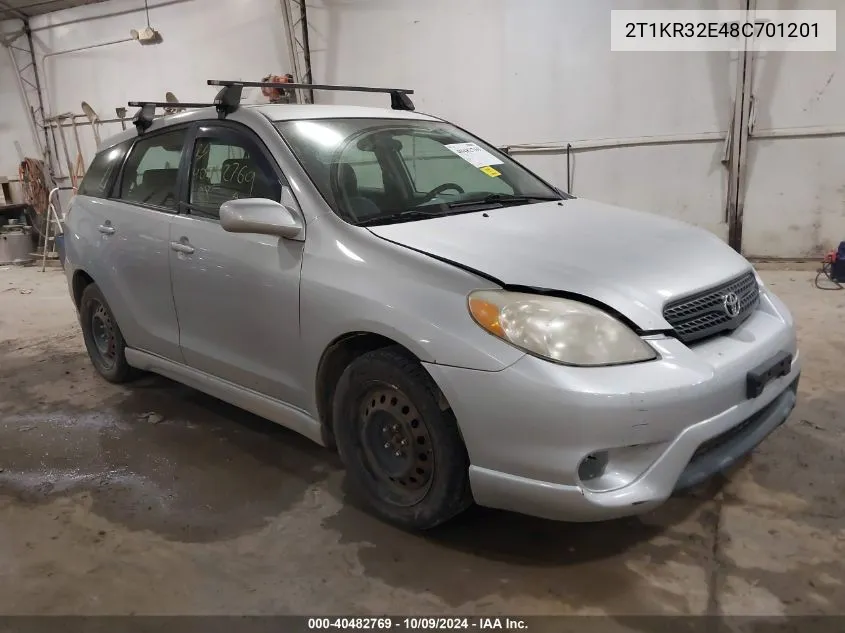 2008 Toyota Matrix Xr VIN: 2T1KR32E48C701201 Lot: 40482769