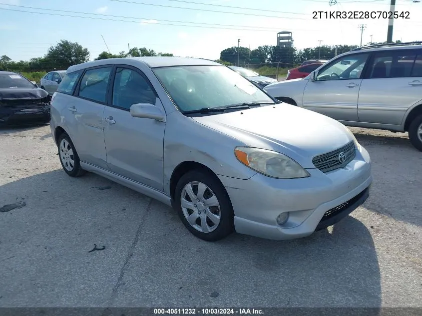 2008 Toyota Matrix Xr VIN: 2T1KR32E28C702542 Lot: 40511232