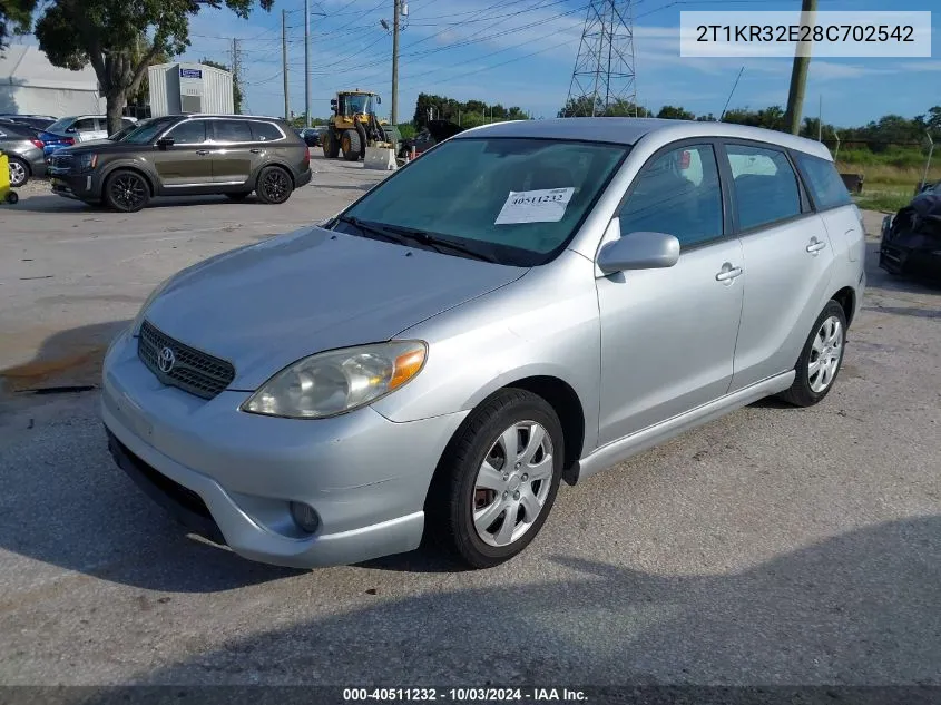 2008 Toyota Matrix Xr VIN: 2T1KR32E28C702542 Lot: 40511232