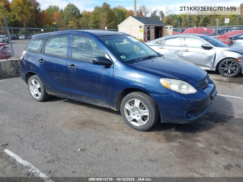 2008 Toyota Matrix VIN: 2T1KR32E88C701699 Lot: 40616739