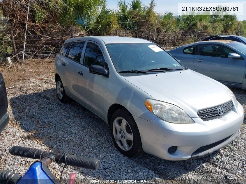 2008 Toyota Matrix VIN: 2T1KR32EX8C700781 Lot: 40660132