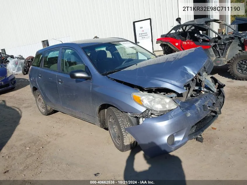 2008 Toyota Matrix VIN: 2T1KR32E98C711190 Lot: 40662538