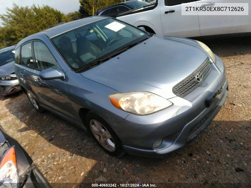 2008 Toyota Matrix Xr VIN: 2T1KR30EX8C712626 Lot: 40683242