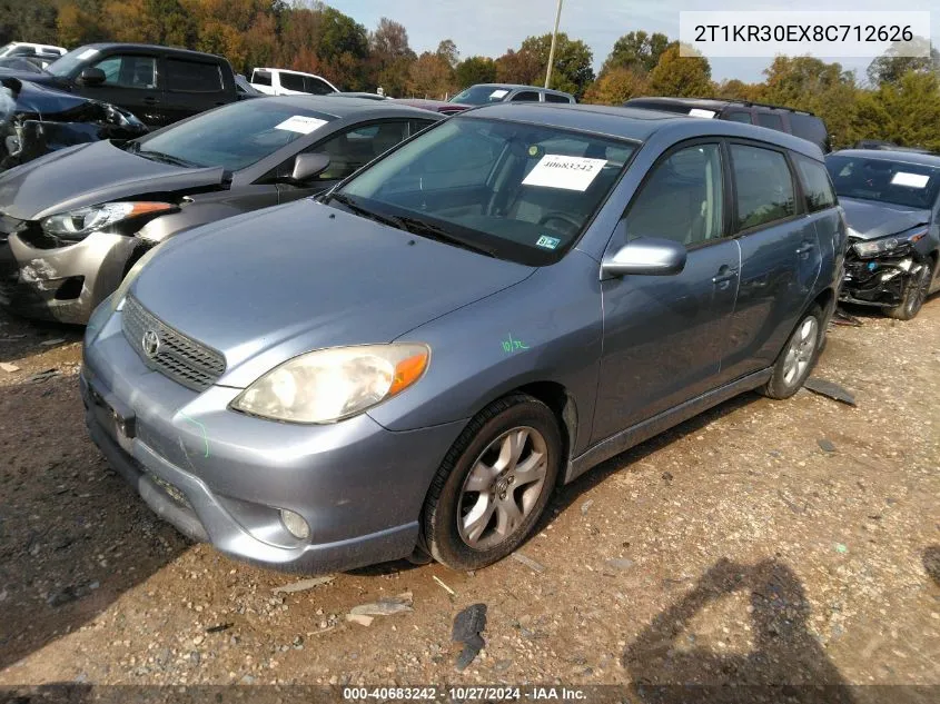 2008 Toyota Matrix Xr VIN: 2T1KR30EX8C712626 Lot: 40683242