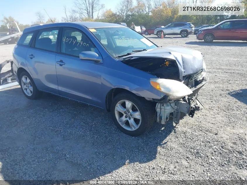 2008 Toyota Matrix Xr VIN: 2T1KR32E68C698026 Lot: 40747900