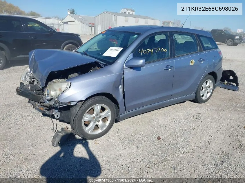 2008 Toyota Matrix Xr VIN: 2T1KR32E68C698026 Lot: 40747900