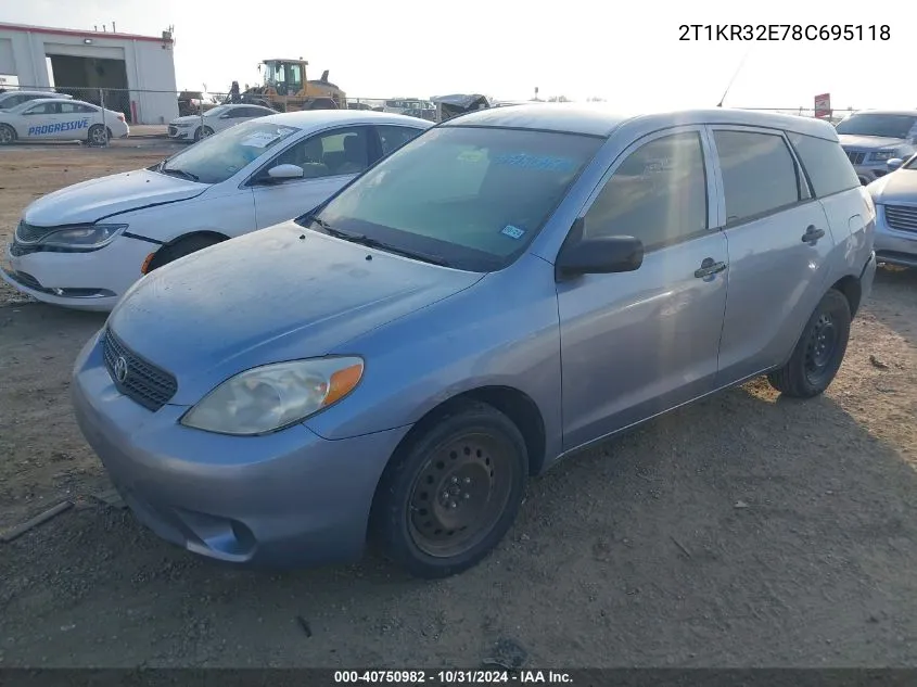 2008 Toyota Matrix VIN: 2T1KR32E78C695118 Lot: 40750982